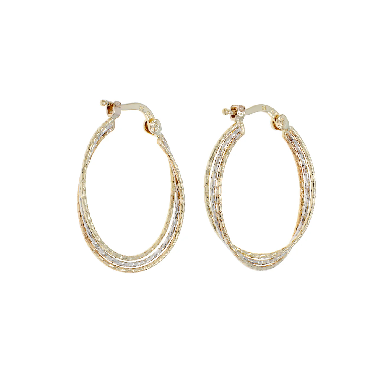 10K Tri-Gold Hoop Earrings - Image 2