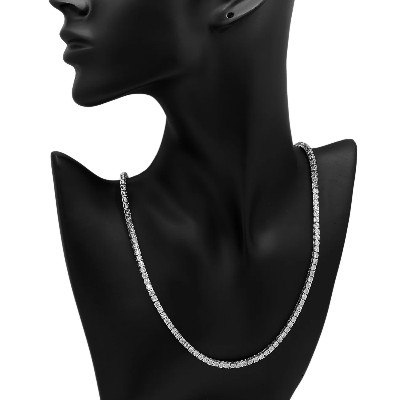 10K White Gold 5.80 Carat Riviere Necklace - Image 3