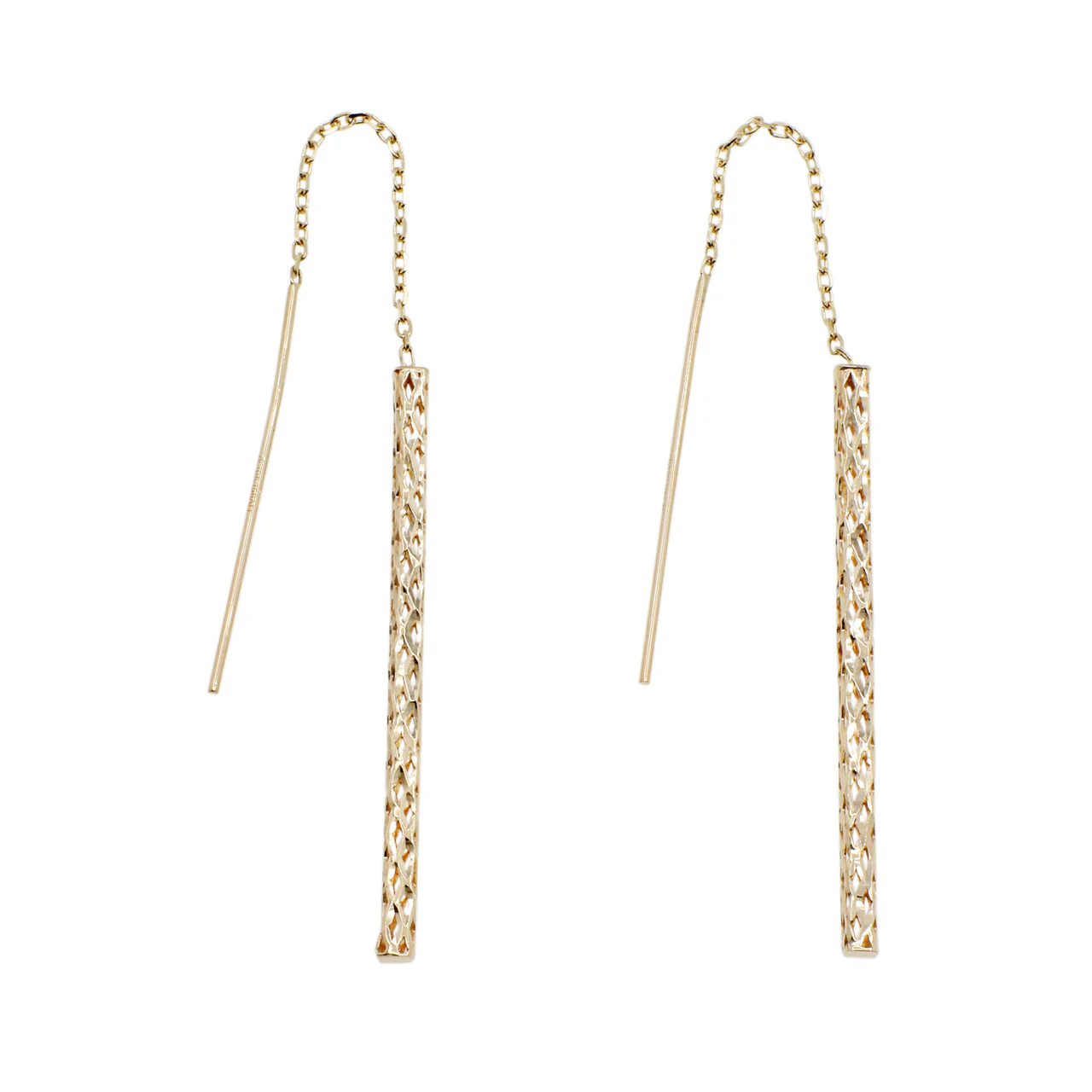10K Yellow Gold Bar Drop Earrings
