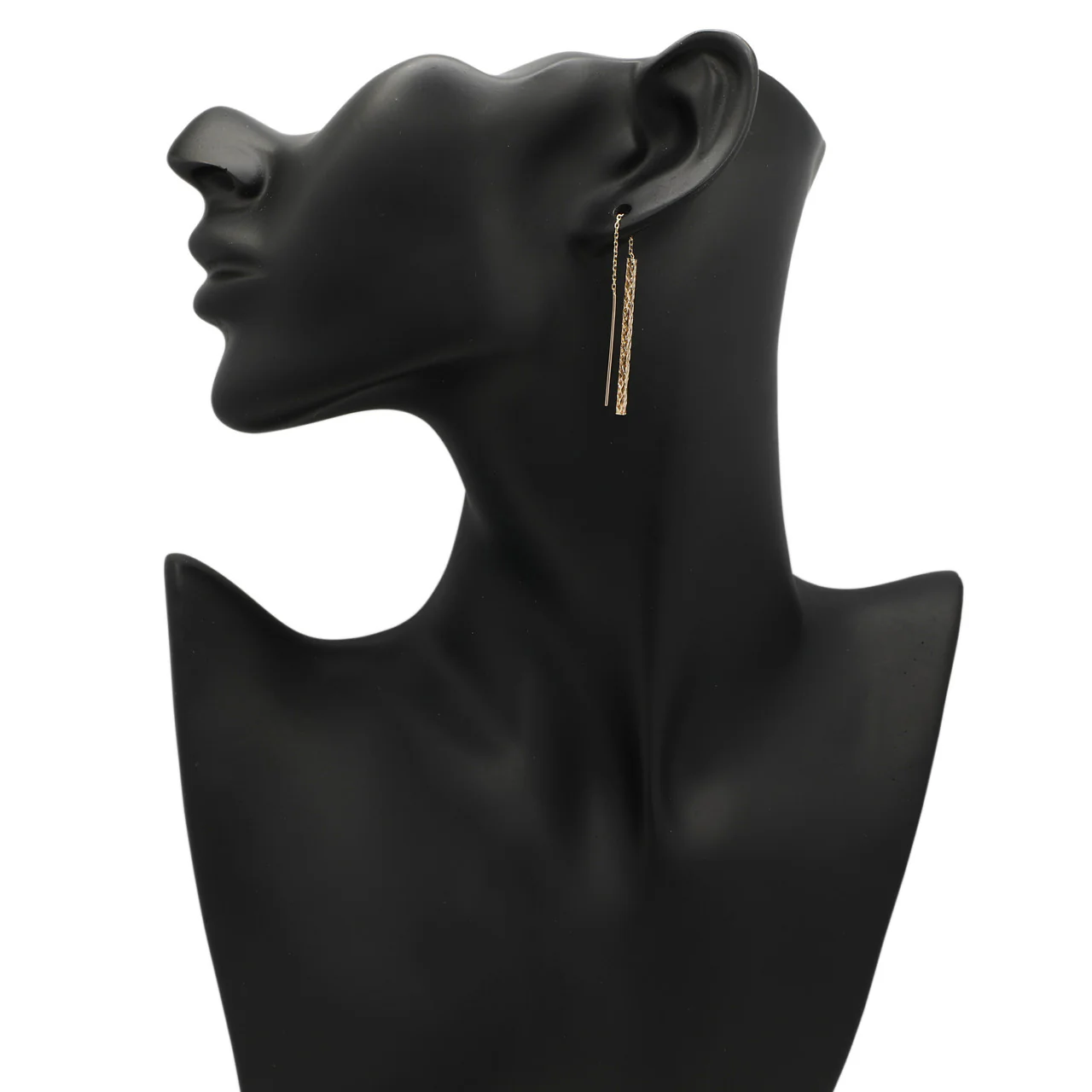 10K Yellow Gold Bar Drop Earrings - Image 2