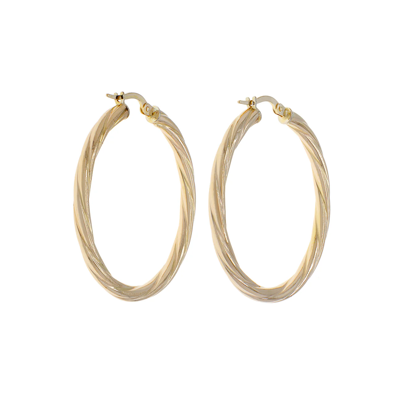 10K Yellow Gold Cable Twist Hoops - Image 2