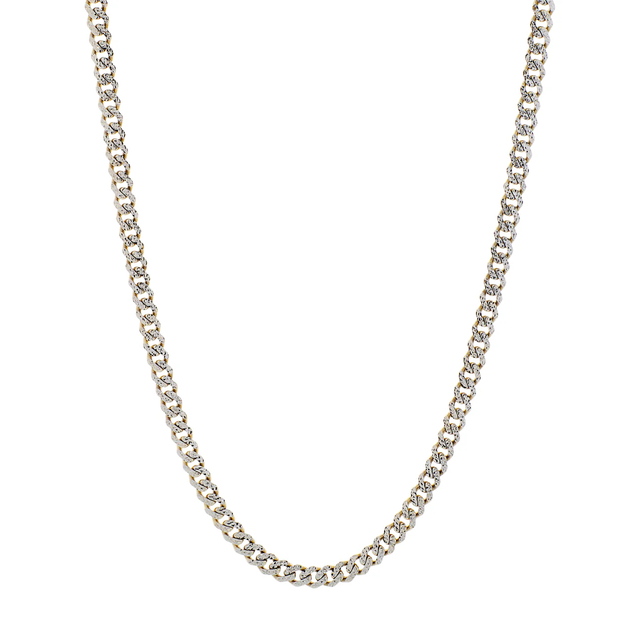 10K Yellow Gold Monaco Diamond Cut Curb Link Chain