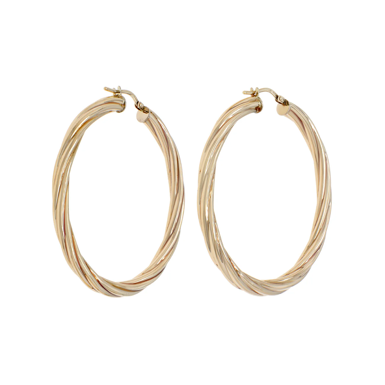 10K Yellow Gold Twist Hoop Earrings - Image 2