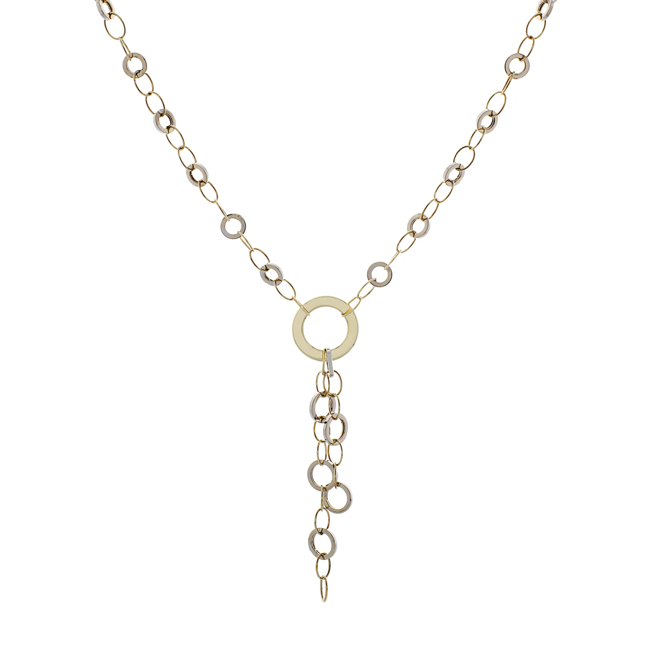 10K Yellow/White Gold Lariat Necklace