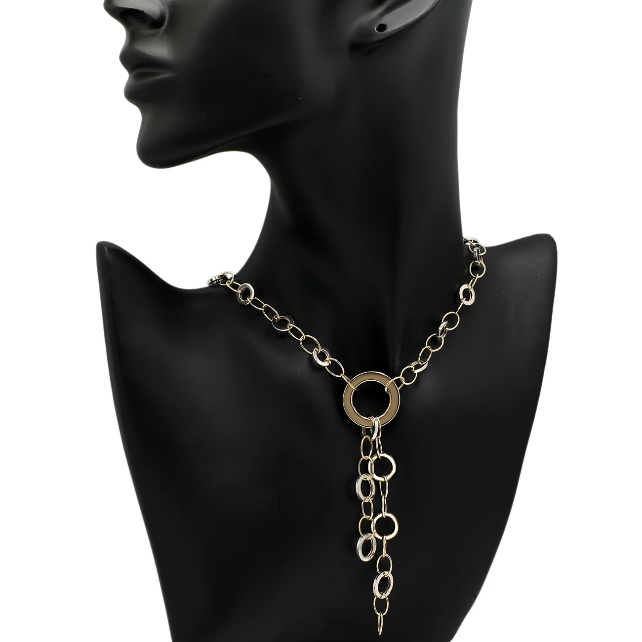 10K Yellow/White Gold Lariat Necklace - Image 3