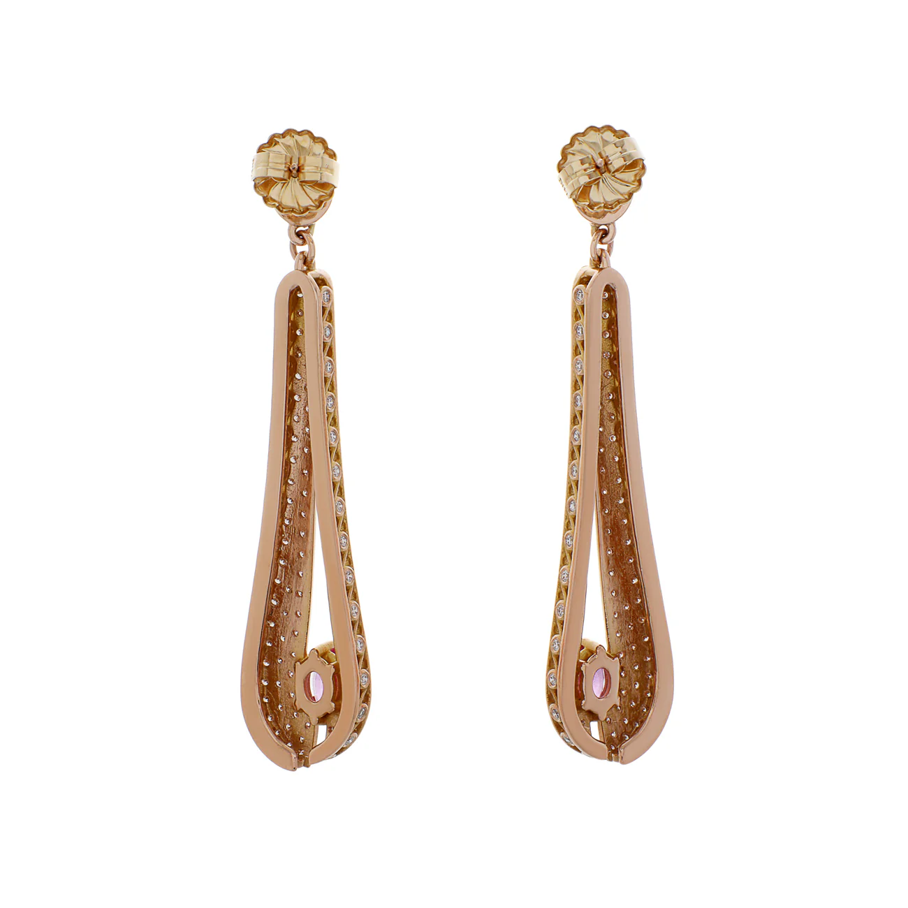 14K Rose Gold 3.22 Carat Pink Sapphire Earrings - Image 2