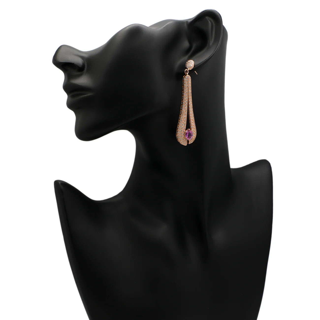 14K Rose Gold 3.22 Carat Pink Sapphire Earrings - Image 3