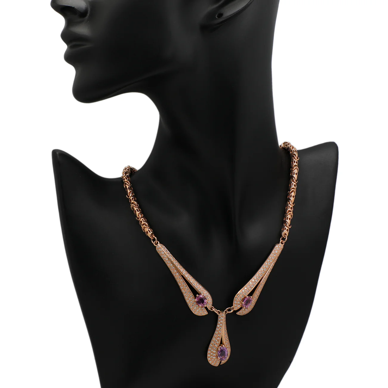 14K Rose Gold 6.18 Carat Pink Sapphire Necklace - Image 3