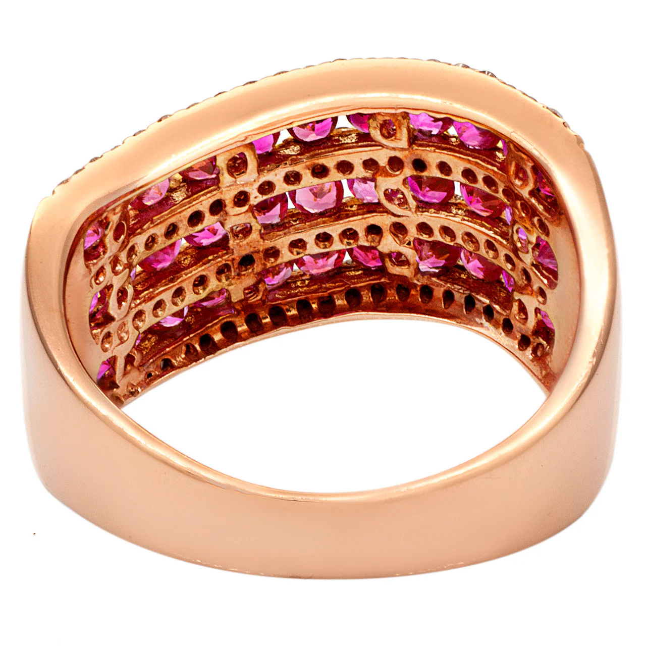 14K Rose Gold Pink Sapphire Diamond Ring - Image 3