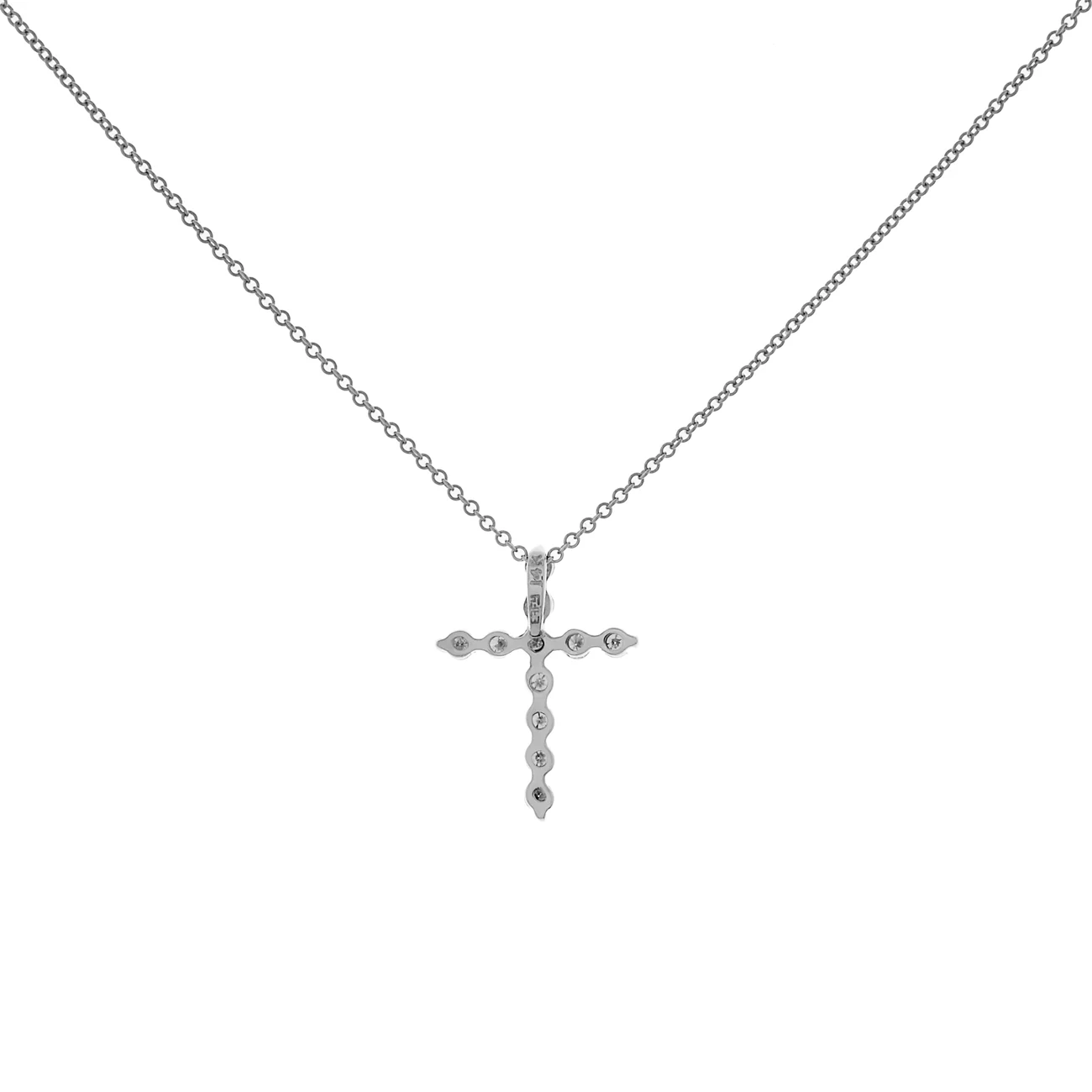 14K White Gold 0.42 Carat Diamond Cross Pendant - Image 2