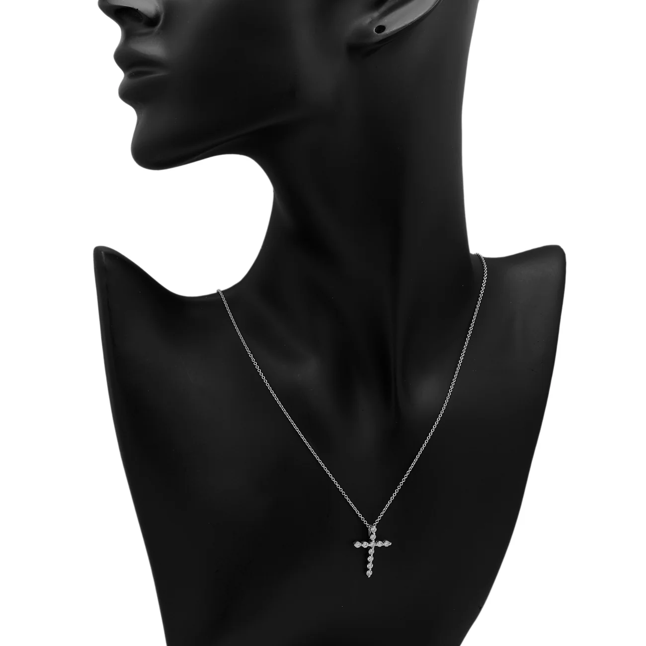 14K White Gold 0.42 Carat Diamond Cross Pendant - Image 3