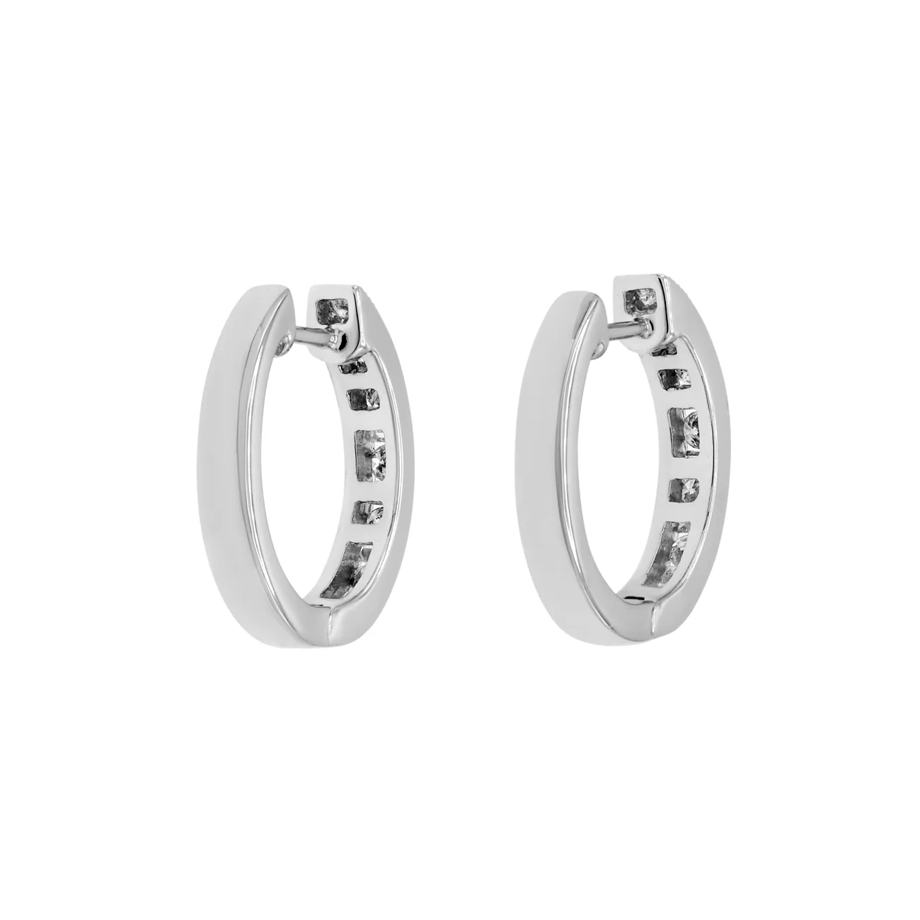 14K White Gold 0.52 Carat Diamond Hoop Earrings - Image 2