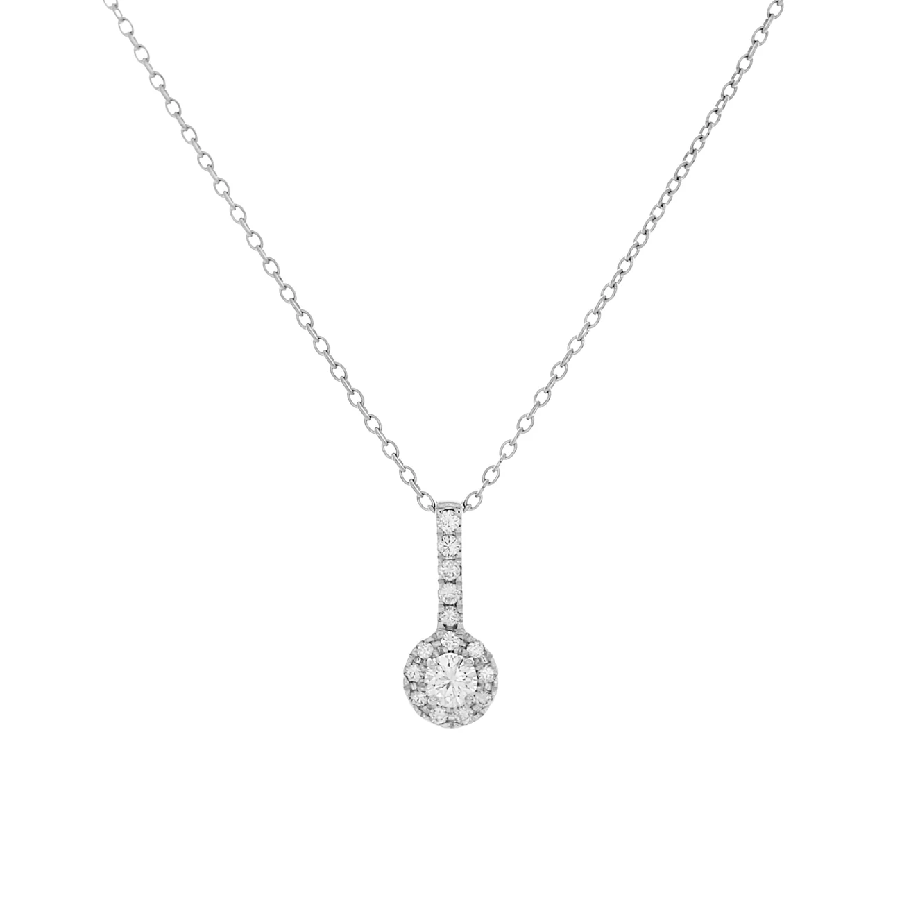 14K White Gold 0.66 Carat Cluster Diamond Pendant