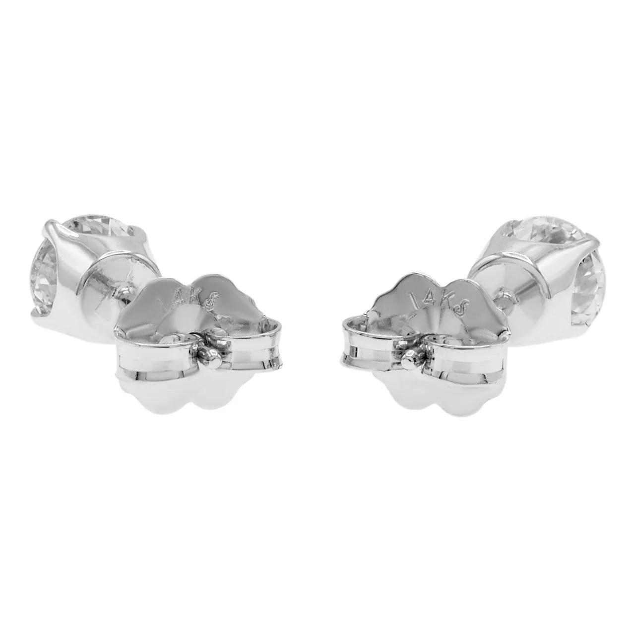14K White Gold 0.85 Carat Diamond Stud Earrings - Image 2