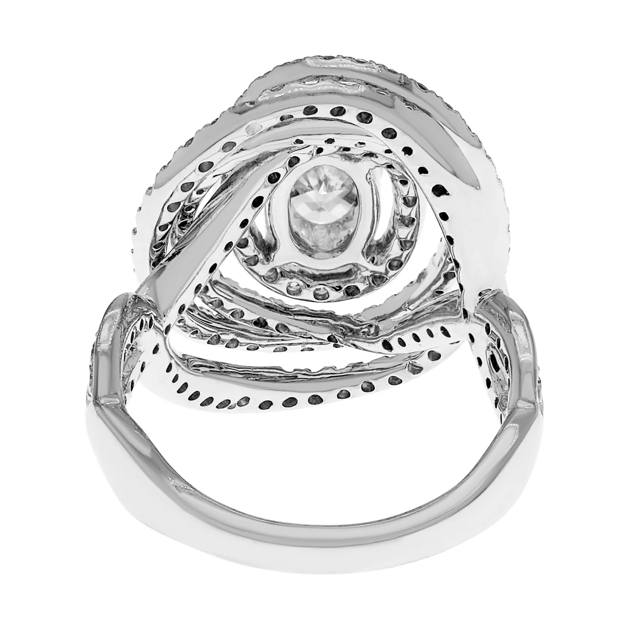 14K White Gold 0.90 Carat Oval Diamond Spiral Ring - Image 3