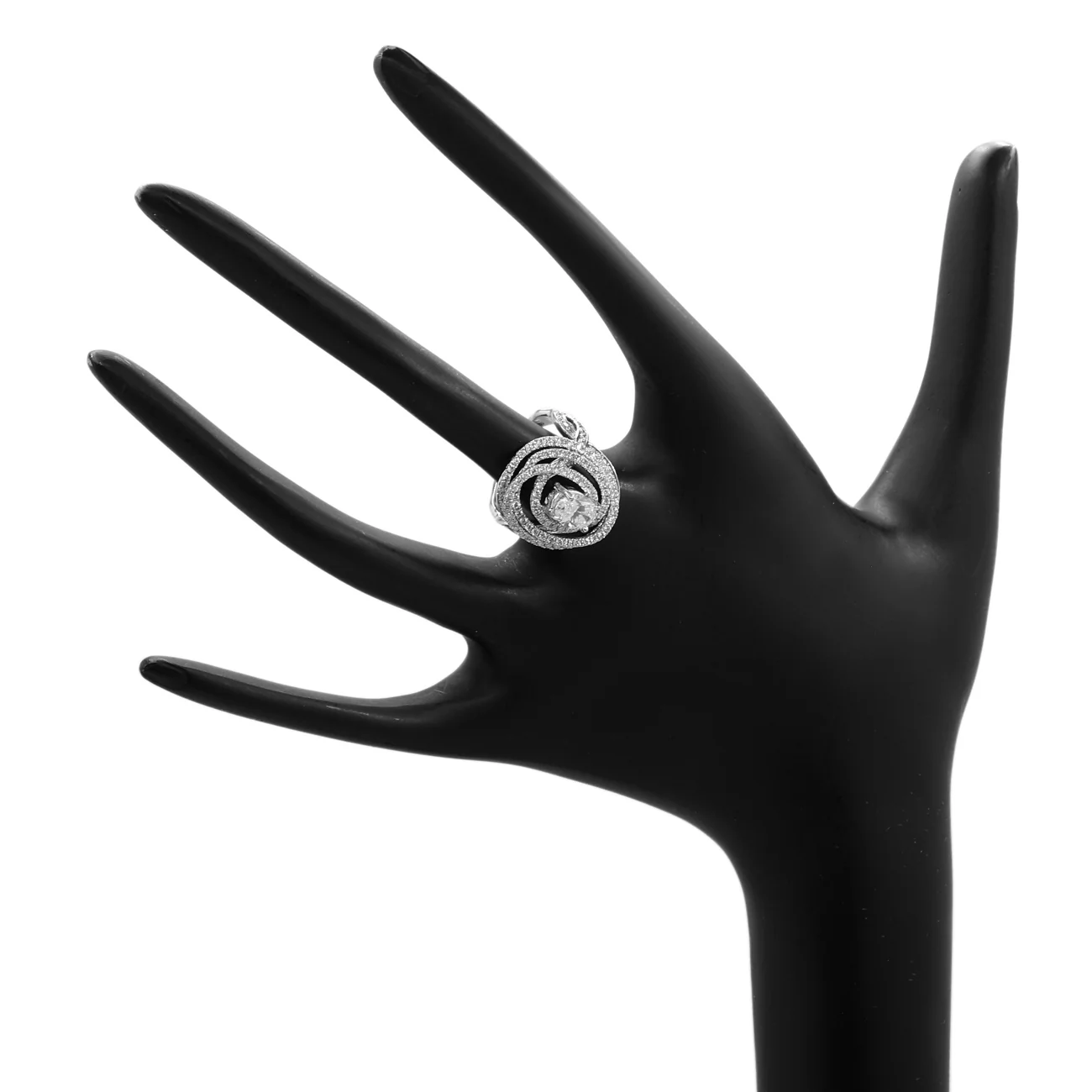 14K White Gold 0.90 Carat Oval Diamond Spiral Ring - Image 4