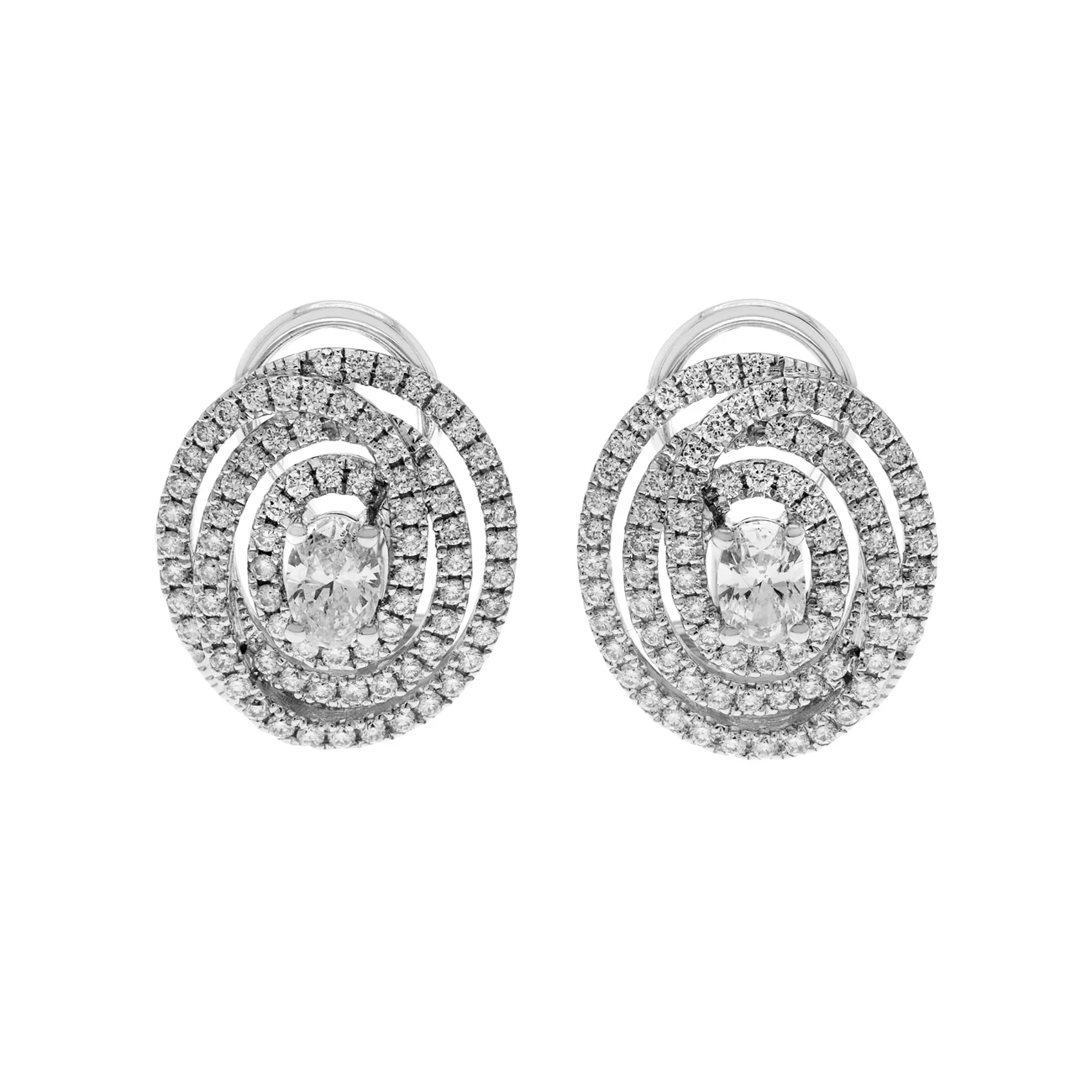 14K White Gold 1.18 Carat Diamond Spiral Earrings