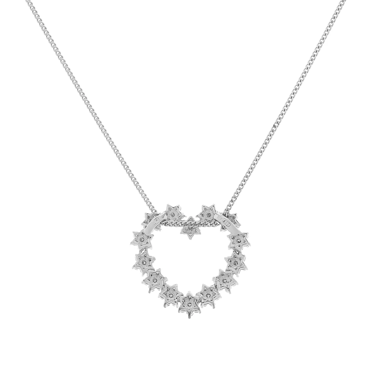 14K White Gold 1.47 Carat Diamond Cluster Heart Pendant - Image 2