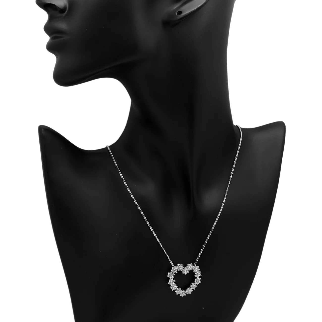 14K White Gold 1.47 Carat Diamond Cluster Heart Pendant - Image 3
