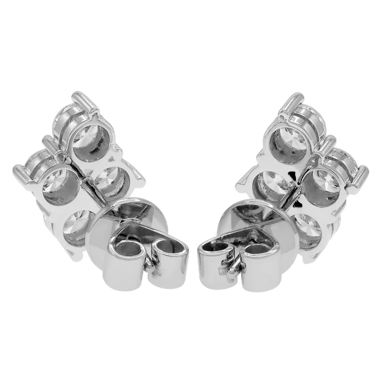 14K White Gold 1.60 Carat Quatrefoil Cluster Diamond Earrings - Image 2