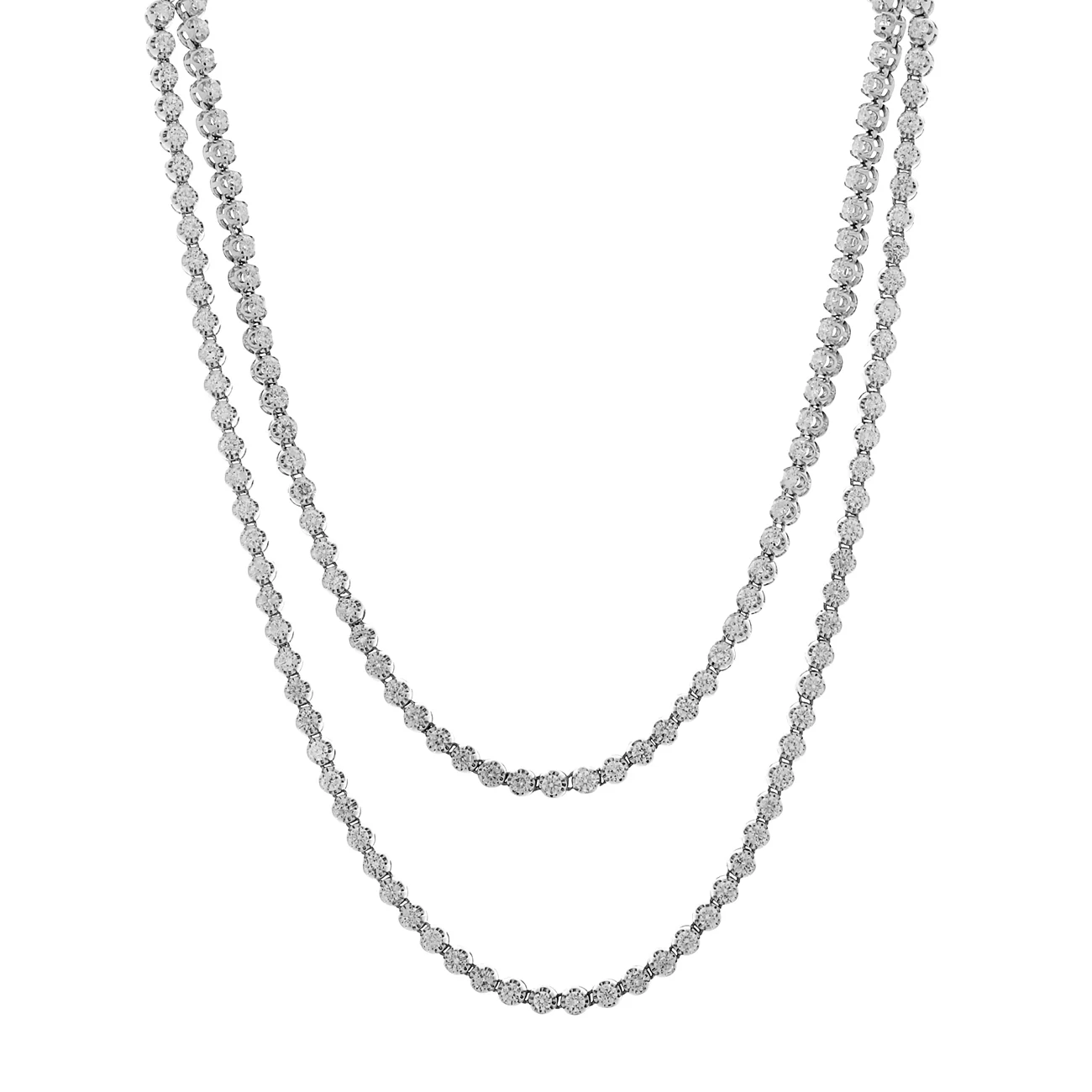 14K White Gold 15.37 Carat Riviere Diamond Necklace