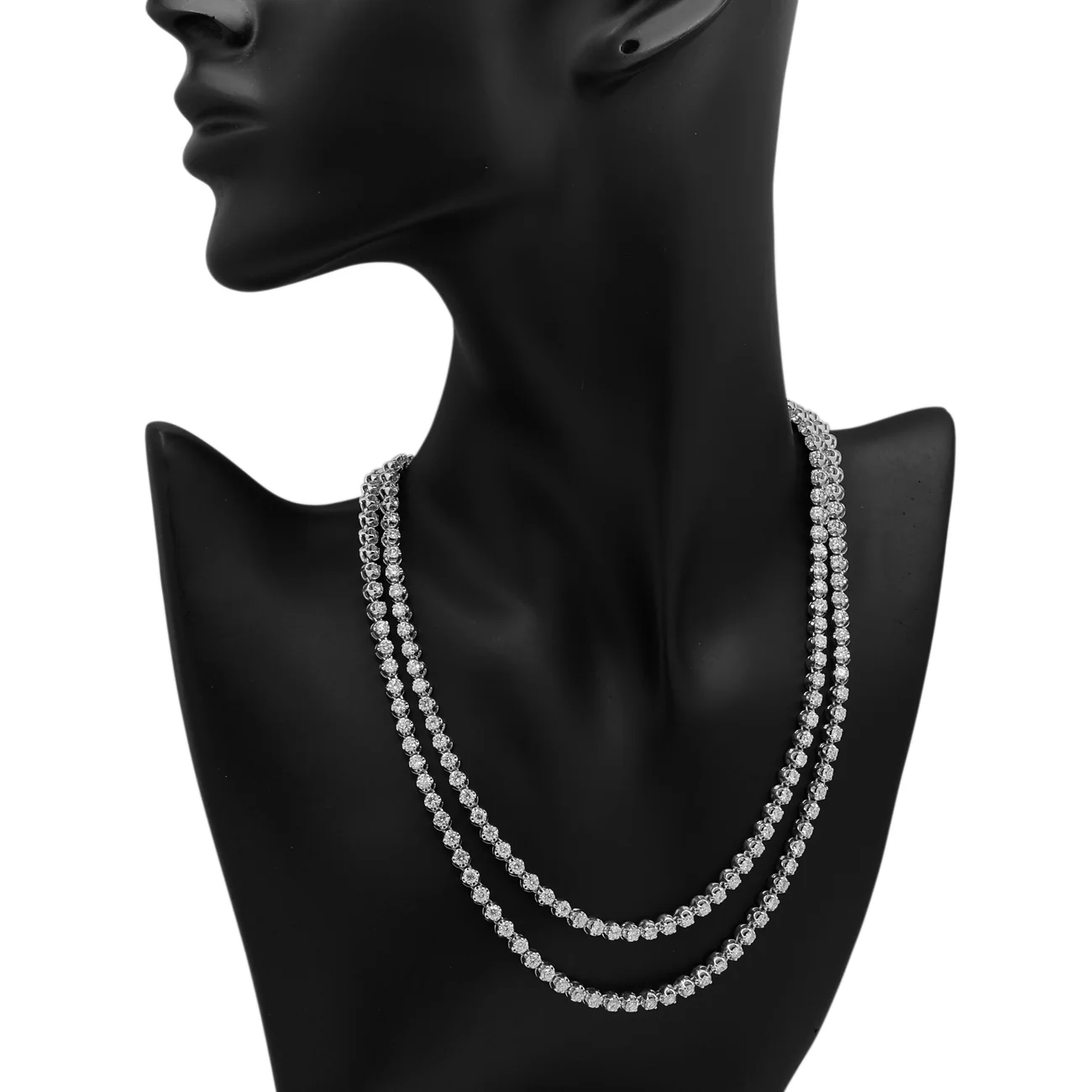 14K White Gold 15.37 Carat Riviere Diamond Necklace - Image 3