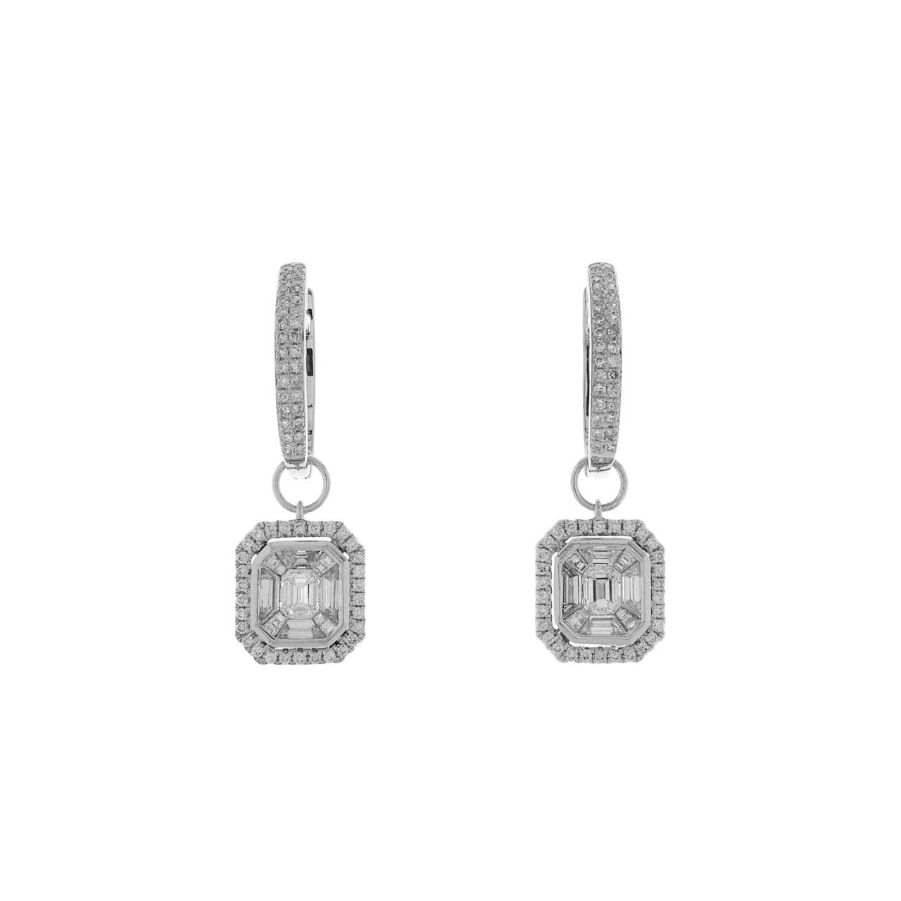 14K White Gold 2.00 Carat Diamond Drop Earrings