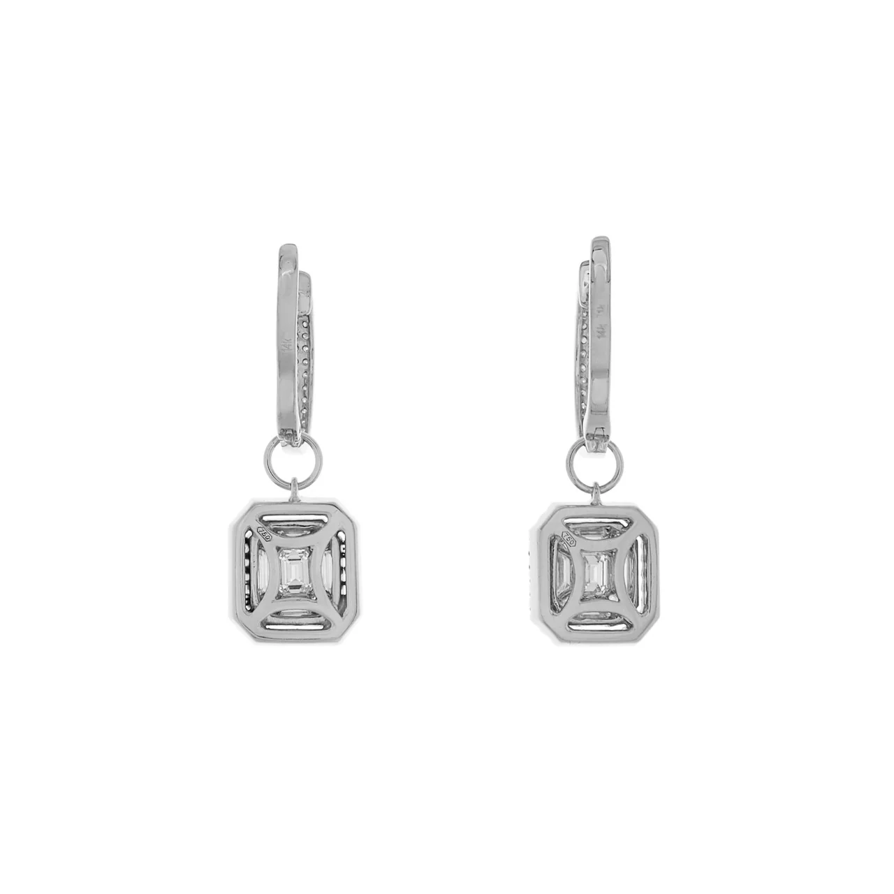 14K White Gold 2.00 Carat Diamond Drop Earrings - Image 2