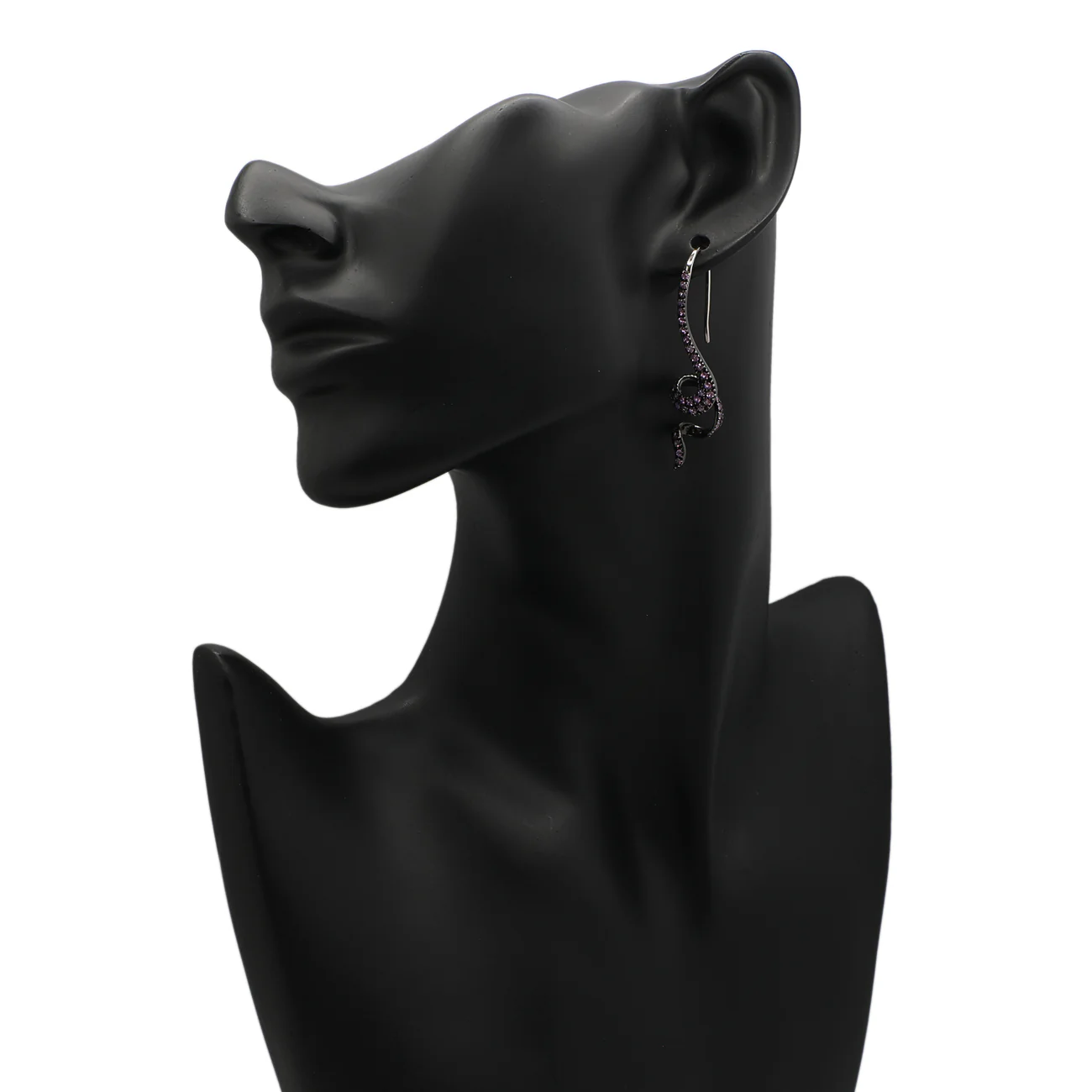 14K Black Gold 3.12 Carat Pink Sapphire Coiled Serpentine Earrings - Image 3