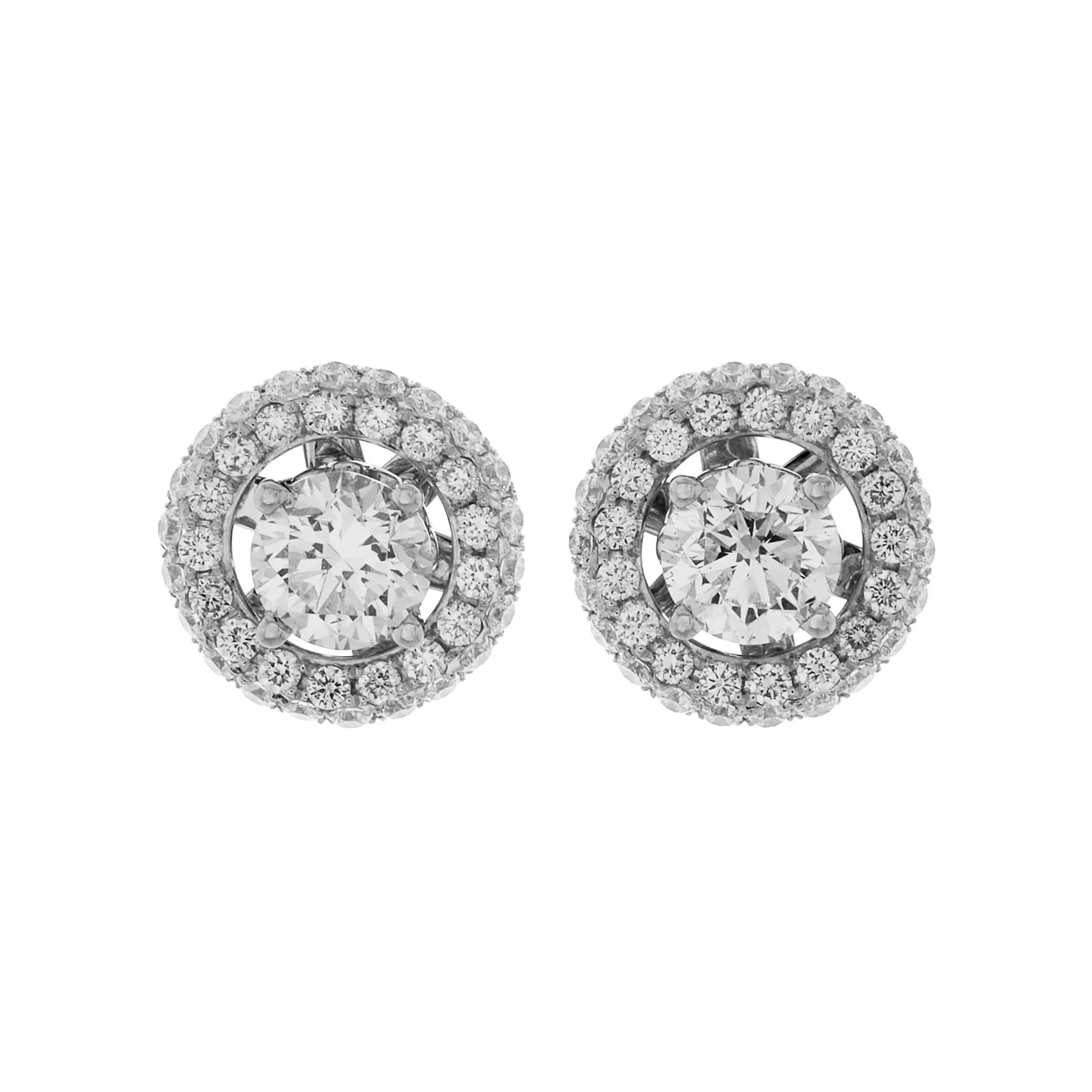 14K White Gold 3.18 Carat Halo Diamond Studs