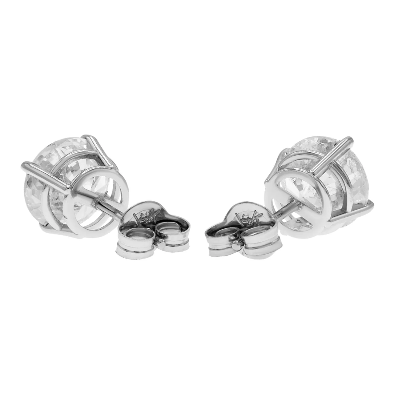 14K White Gold 3.26 Carat Diamond Stud Earrings - Image 2