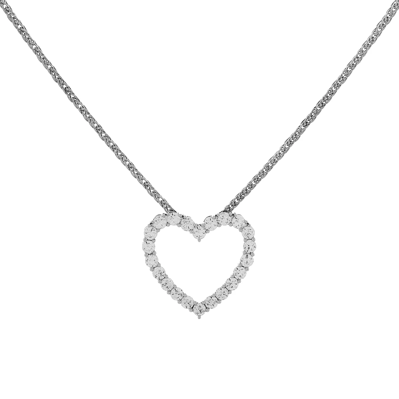 14K White Gold 3.36 Carat Diamond Heart Pendant