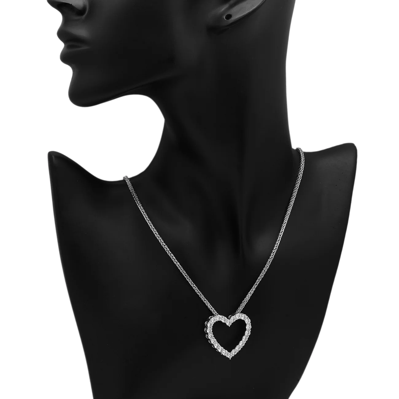 14K White Gold 3.36 Carat Diamond Heart Pendant - Image 3