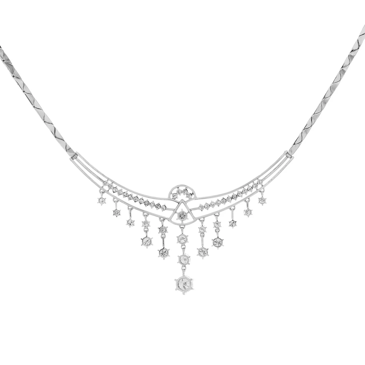 14K White Gold 3.75 Carat Diamond Lavaliere Necklace - Image 2