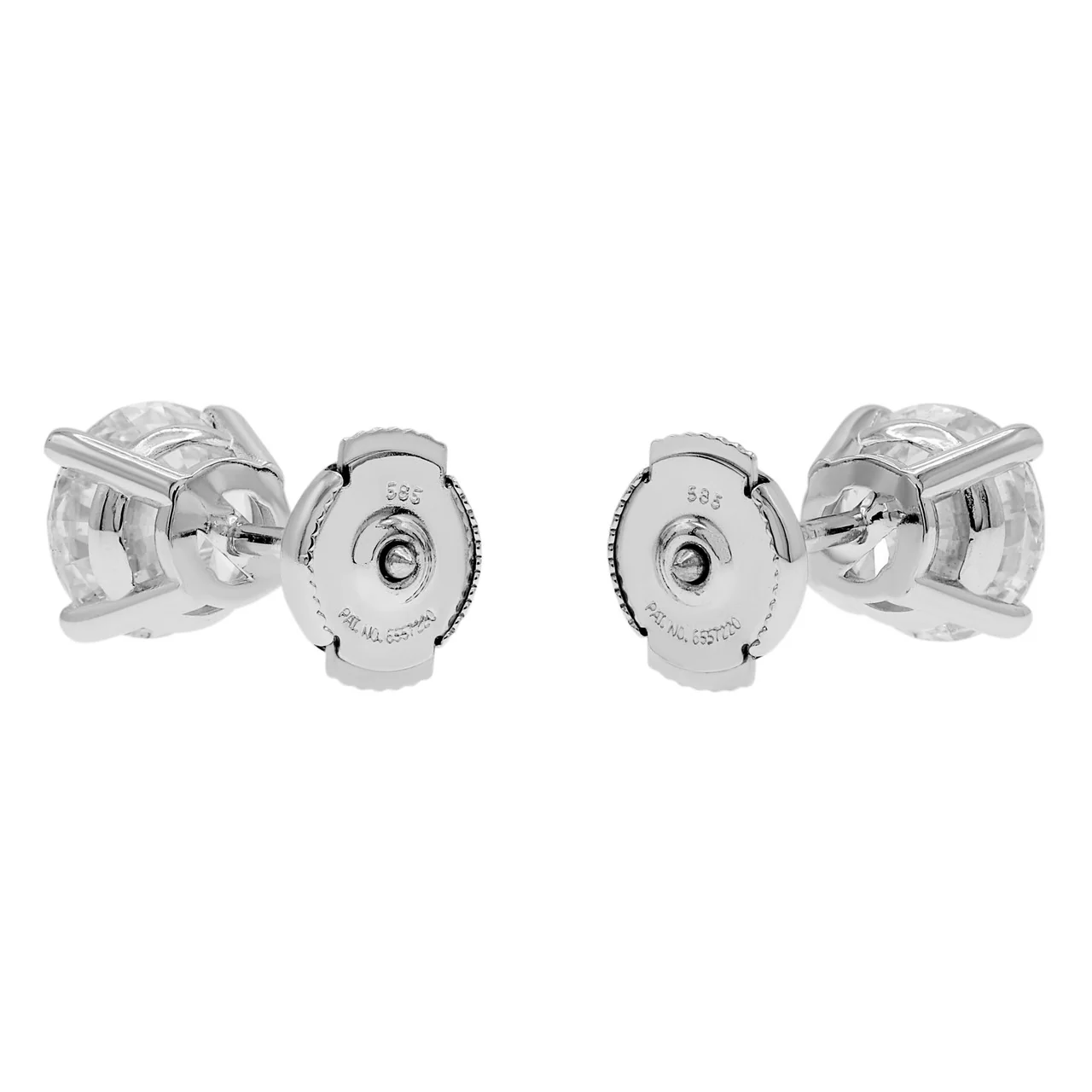 14K White Gold 4.01 Carat Diamond Stud Earrings - Image 2