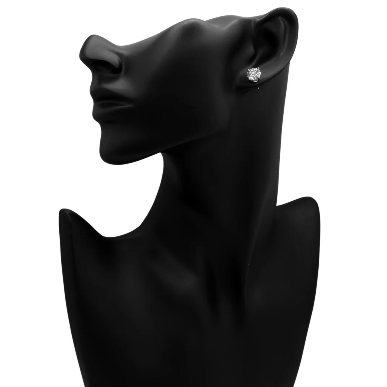 14K White Gold 4.01 Carat Diamond Stud Earrings - Image 3