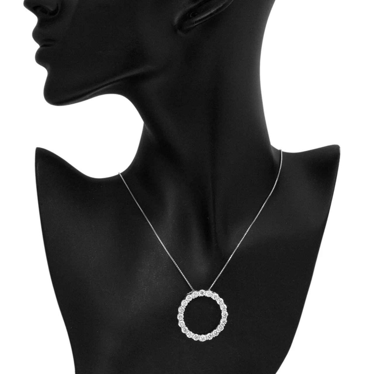 5.08ct Natural Earth Mined Diamond Eternity Circle Necklace, 14k White Gold - Image 4