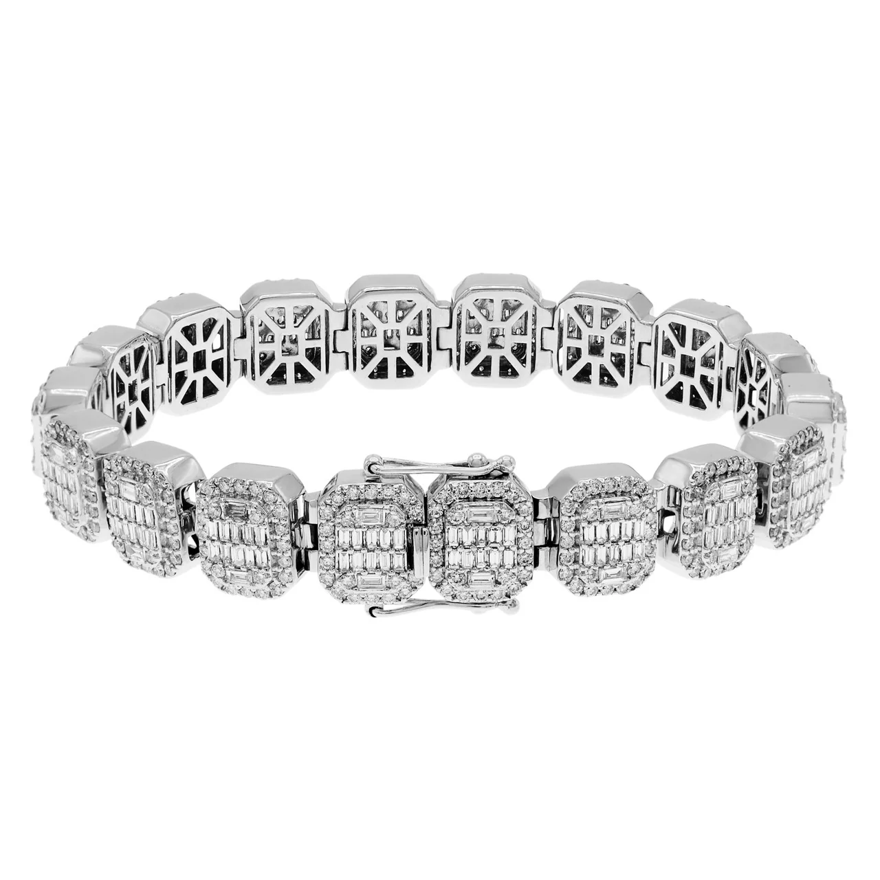 14K White Gold 6.96 Carat Octagonal Diamond Bracelet - Image 2