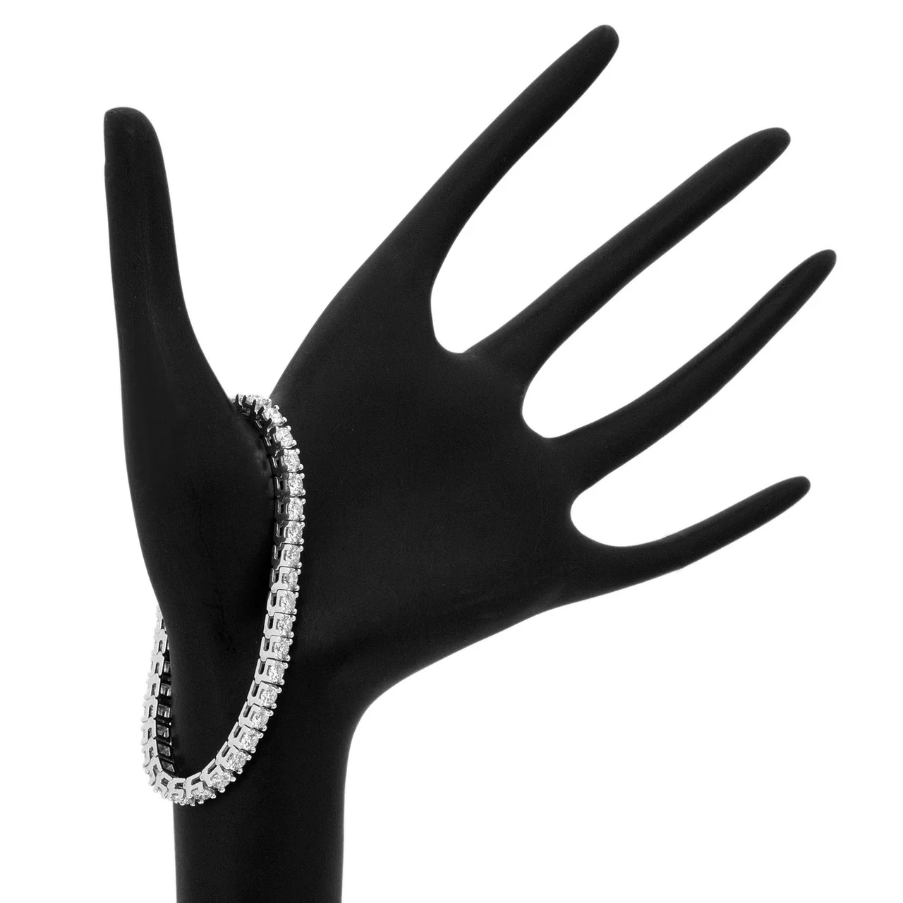 14K White Gold 8.18 Carat Diamond Tennis Bracelet - Image 3