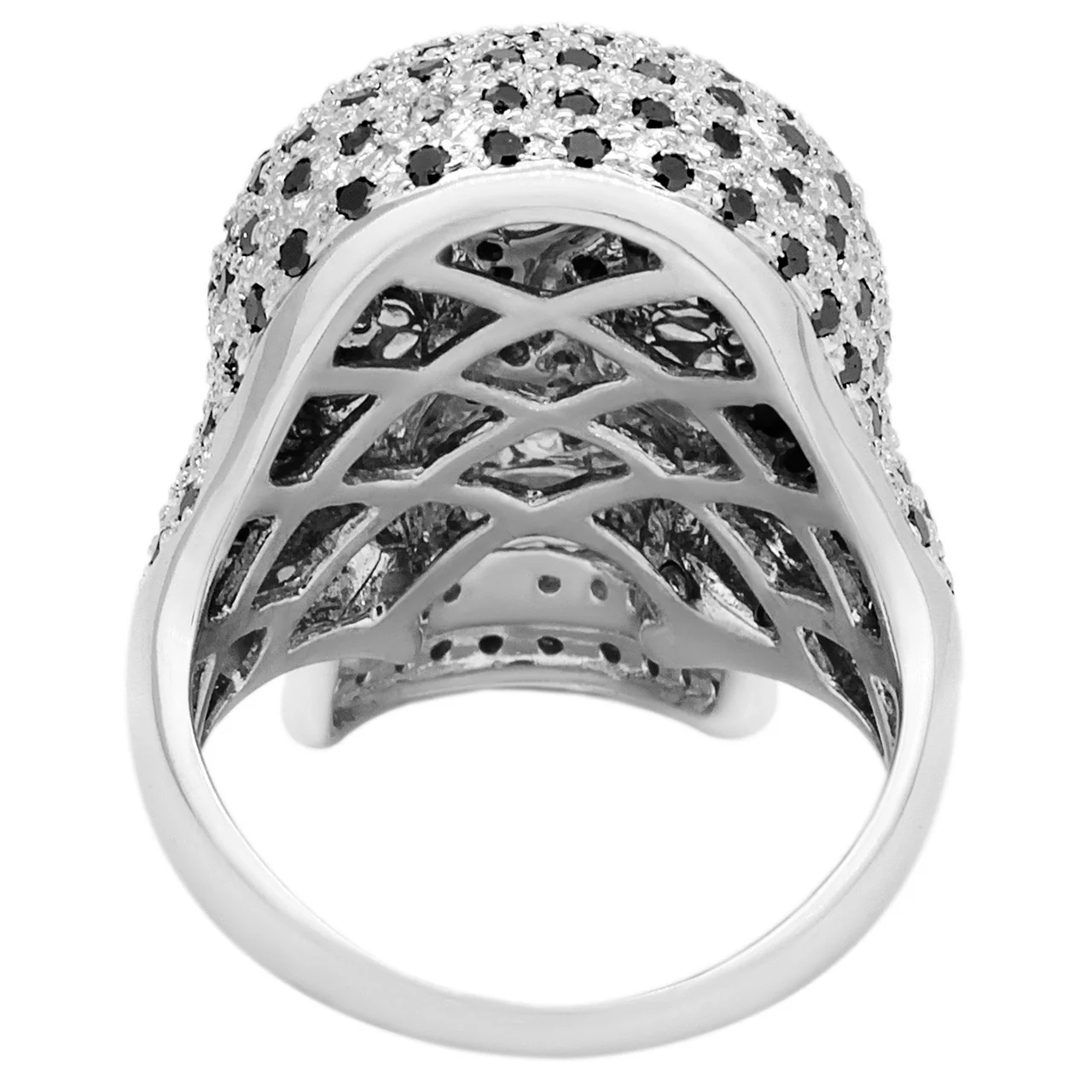 14K White Gold Black Diamond Skull Ring - Image 2