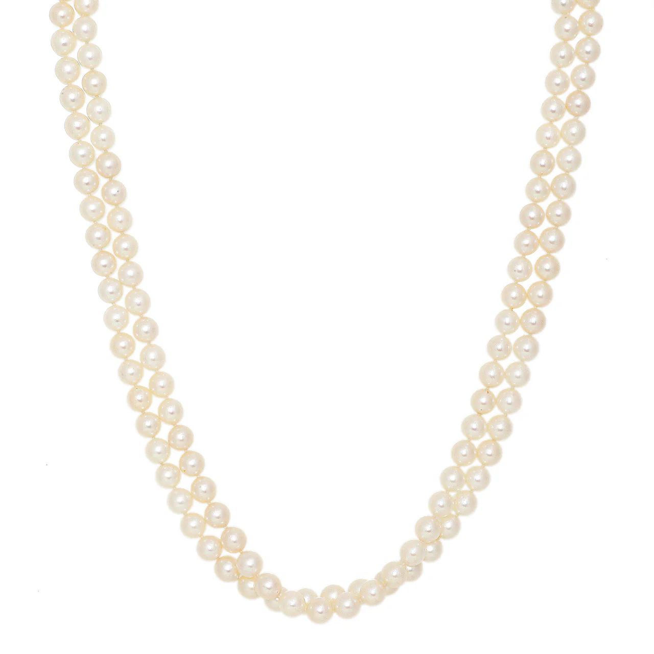 14K White Gold & Diamond Akoya Pearl Double Strand Necklace