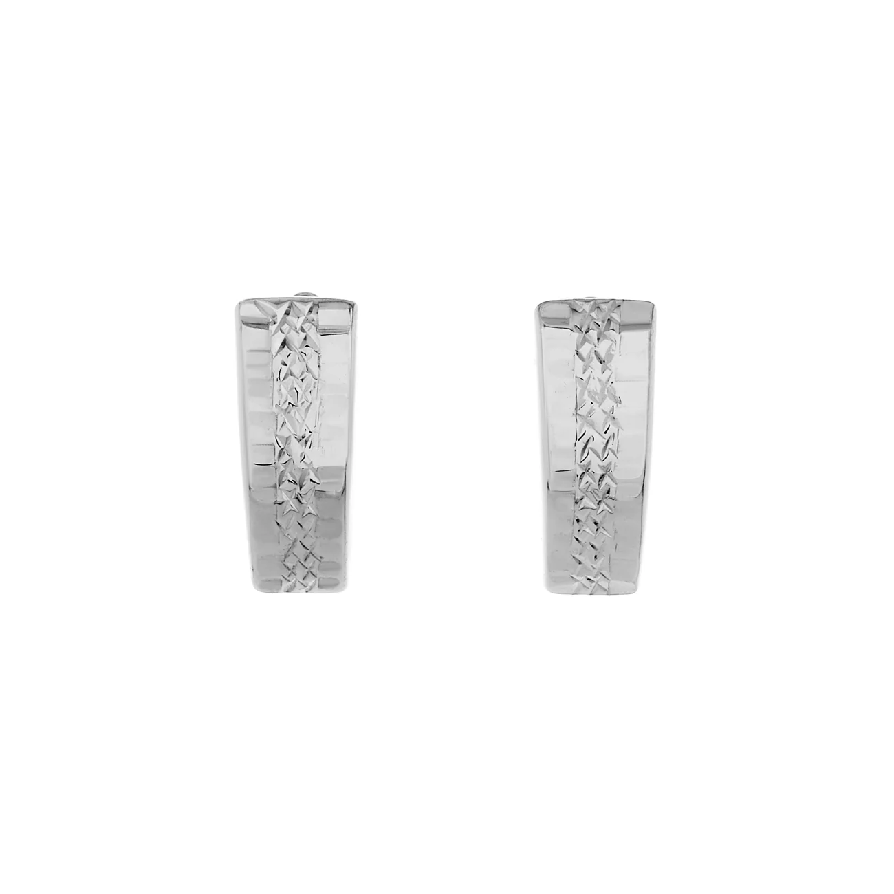 14K White Gold Diamond Cut Earrings