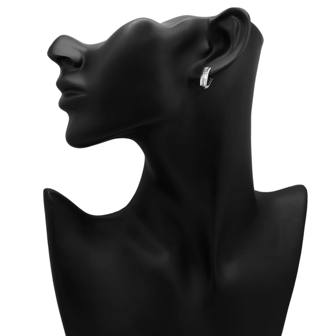 14K White Gold Diamond Cut Earrings - Image 3