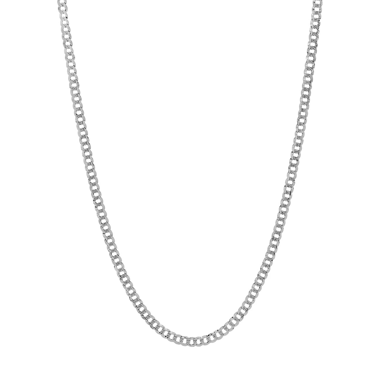 14K White Gold Italian Diamond Cut Curb Link Chain