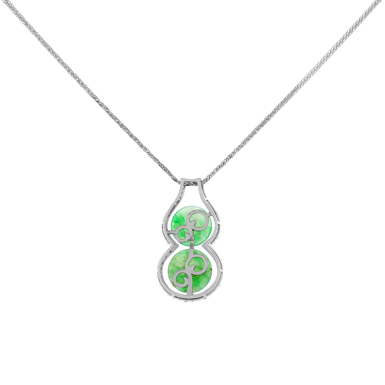 14K White Gold Jadeite Diamond Pendant - Image 2