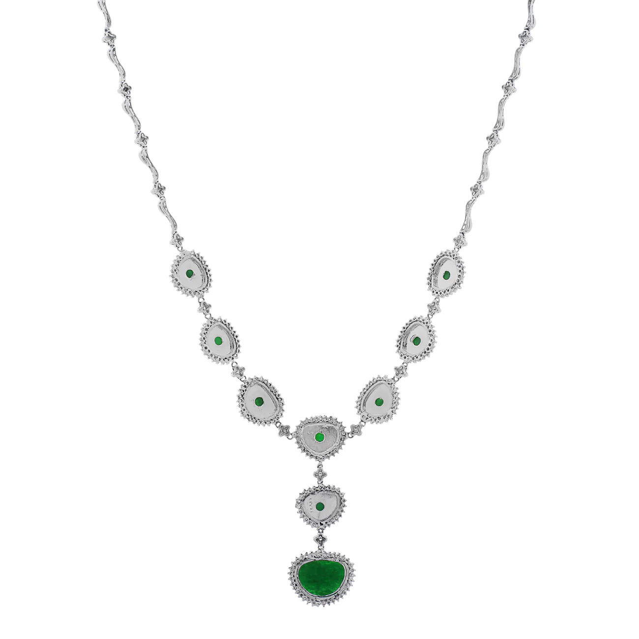 14K White Gold Jadeite Lavaliere Necklace - Image 2