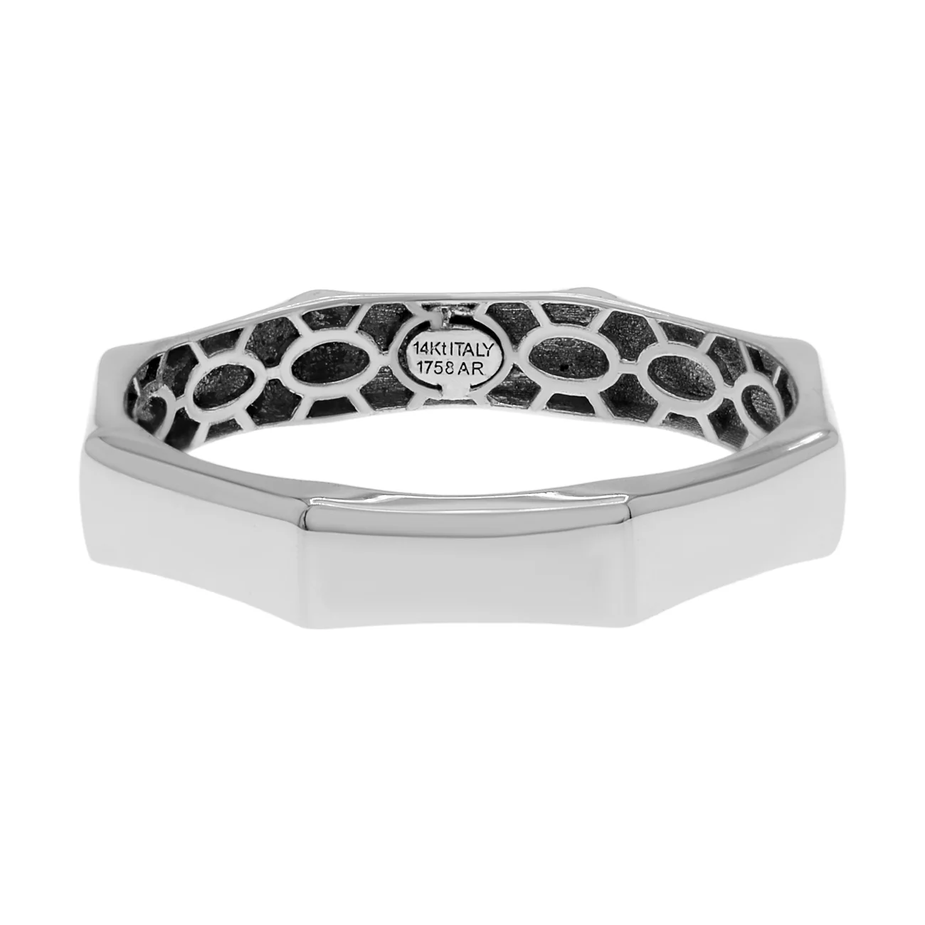 14K White Gold Octagonal 4.0mm Ring