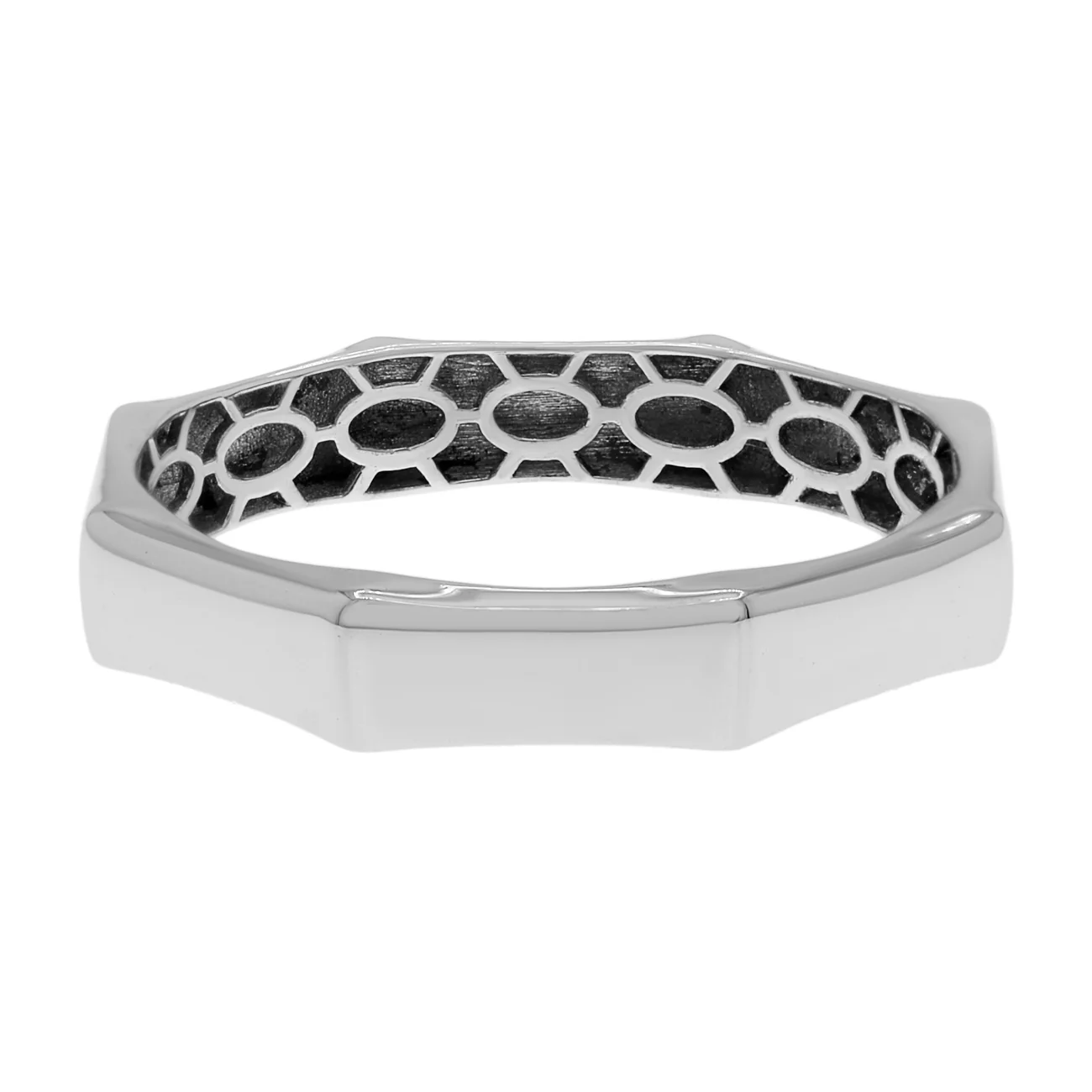 14K White Gold Octagonal 4.0mm Ring - Image 2