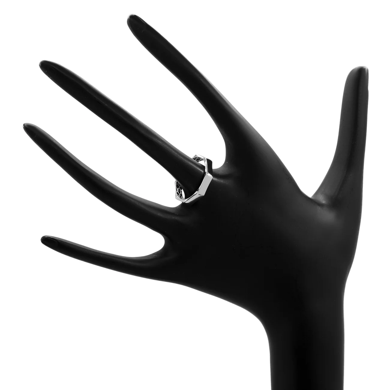 14K White Gold Octagonal 4.0mm Ring - Image 3