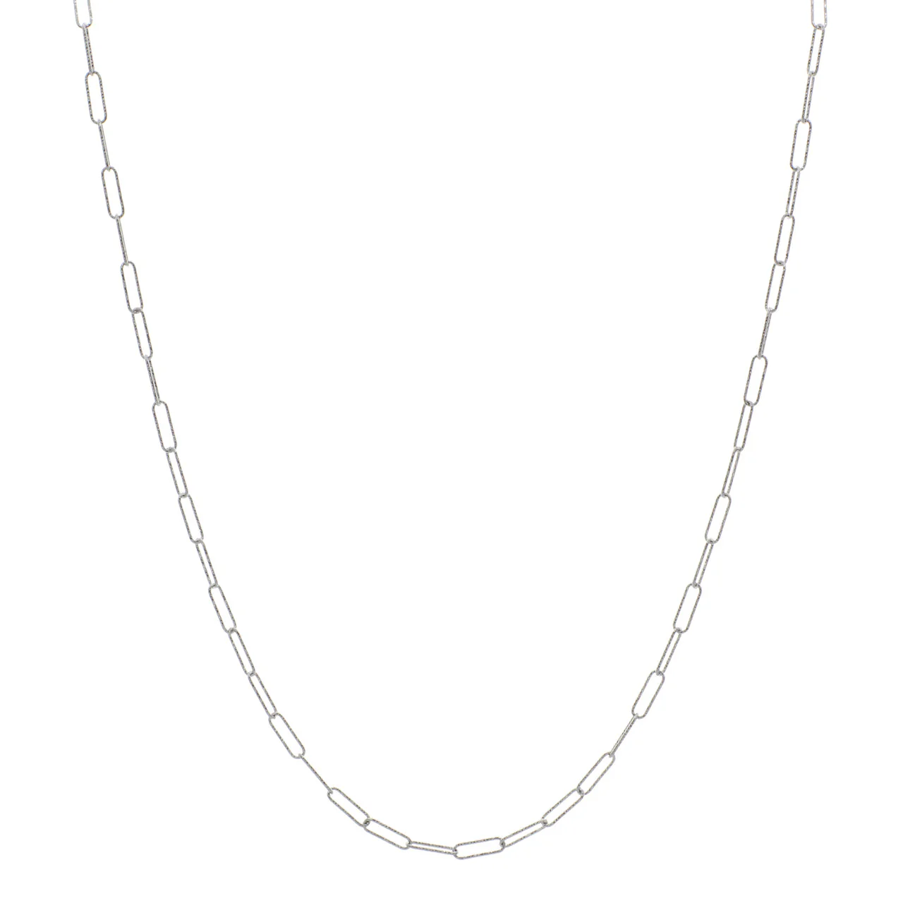 14K White Gold Paperclip Necklace